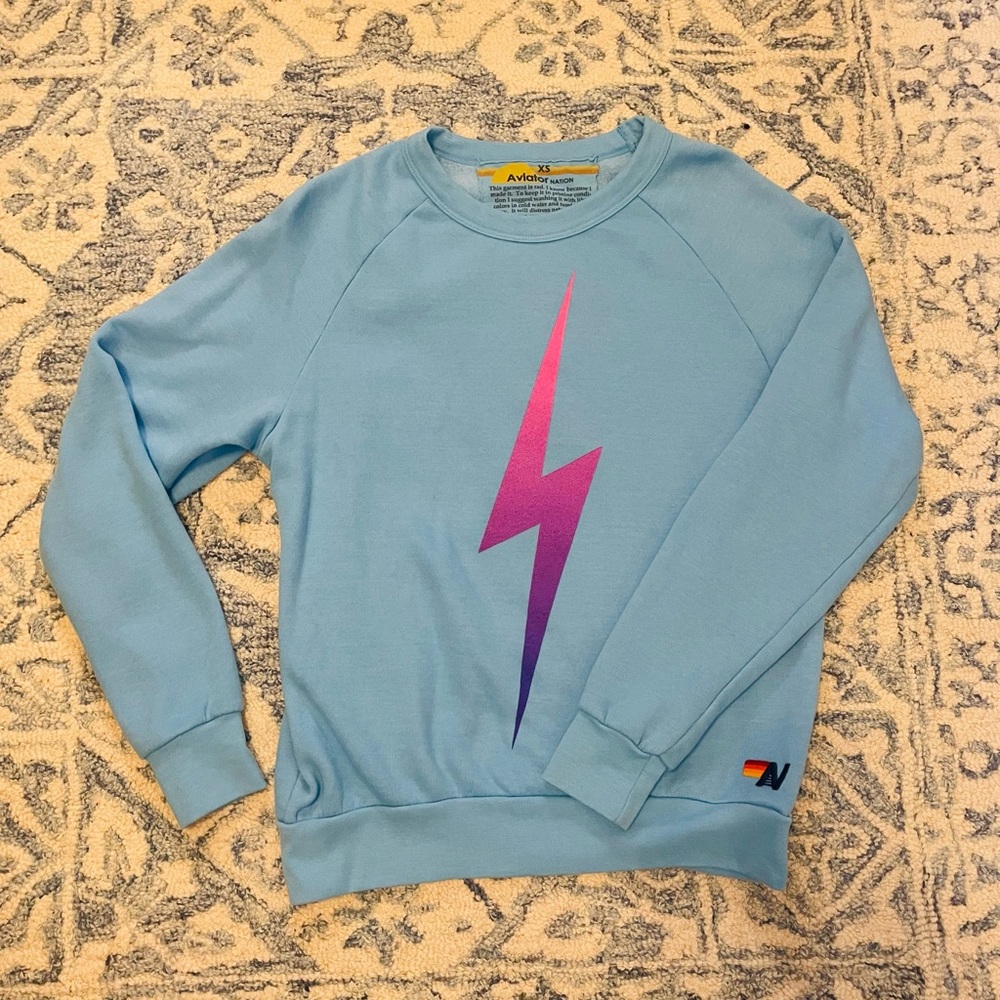 AVIATOR NATION size XS women's lightning bolt crewneck sweatshirt